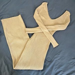 Tan Ribbed Maxi Dress